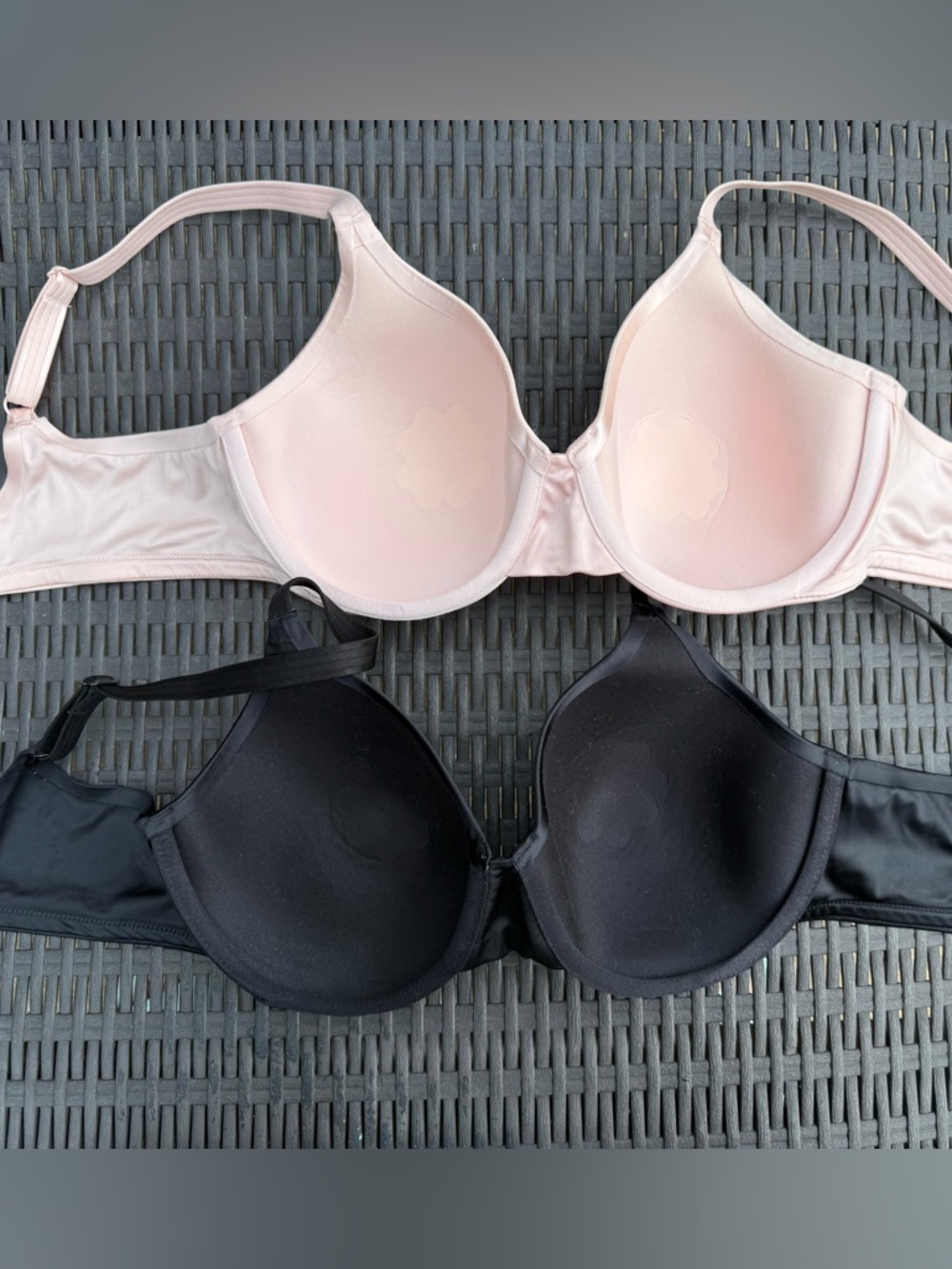 Two Bali Smoothing Underwire Nylon Stretch Pink Black Bra Set 2pc Sz 38C - Picture 5 of 10